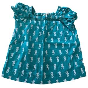 Hatley Teal Seahorse cap sleeve Top Size 18-24 months
